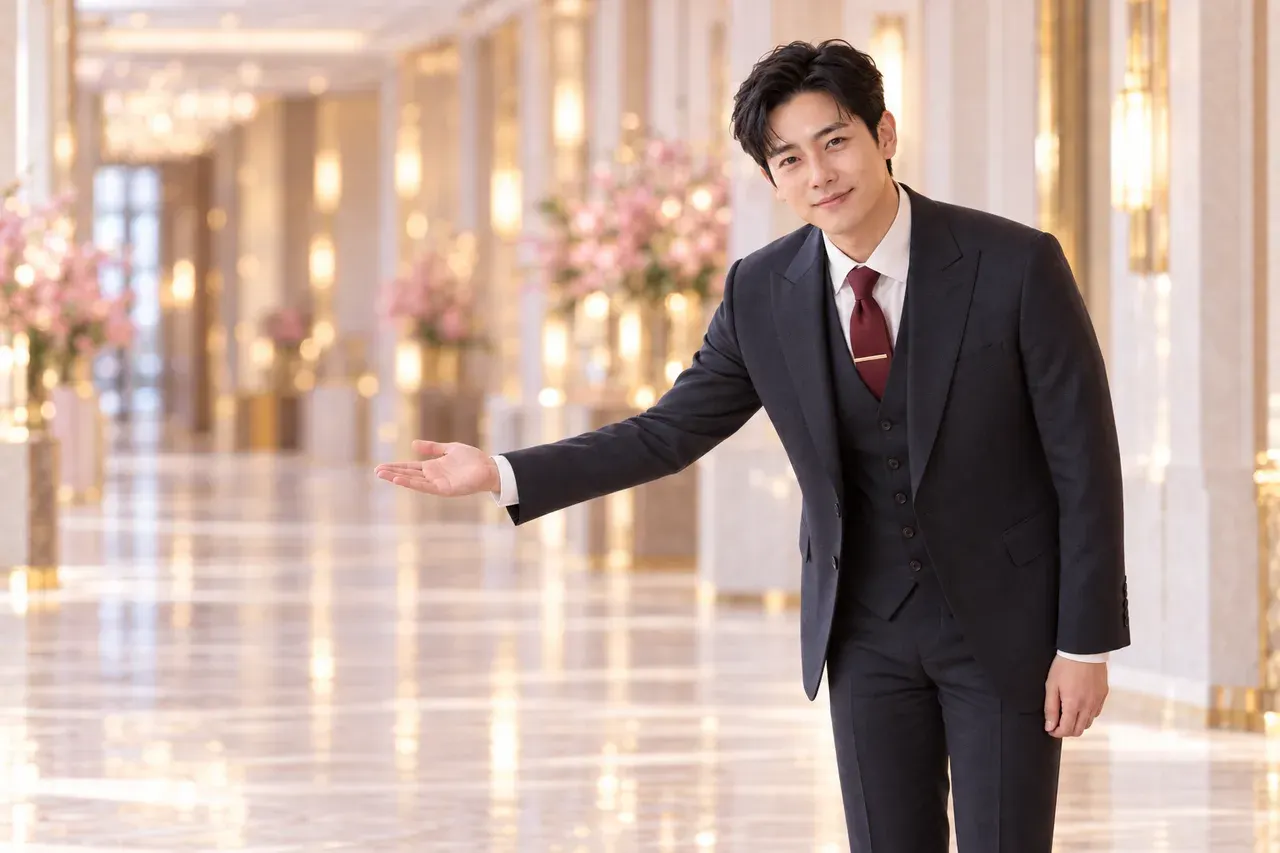 입구에서 길을 안내하는 007 예약 담당 강직남 실장(가상 인물 이미지)